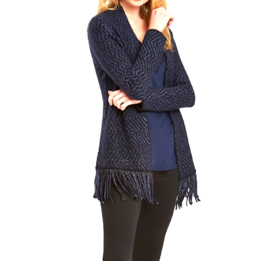 NIC+ZOE Missy Sparkle and Shine Cardigan Size XL Navy/Indigo color EUC